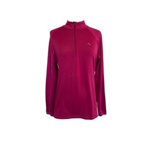 Paradox Women Magenta Pink Quarter Zip Pullover Long Sleeve Performance Top SZ M